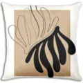 Detail de housse de coussin art abstrait, design moderne beige et noir minimaliste. - Peau de Pêche Simple Face (Sans Noyau) / 45x45cm / Style 1