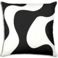Gros plan détail de la housse de coussin décorative à motif de vagues noir et blanc. - Peau de Pêche Simple Face (Sans Noyau) / 45x45cm / Style 2