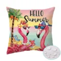 Waterproof polyester cushion cover with summer beach flamingo watercolor print for outdoor sofa. - 90g Single-Sided Print / ZB7252026-1