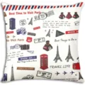 Vintage Paris travel theme throw pillow cover, retro decorative sofa cushion case 45x45cm. - Peach Skin Cushion Cover (Without Core) 45*45cm / Style 2