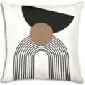 Vue détaillée de la housse de coussin géométrique abstraite moderne avec art minimalista noir et. - Style 4
