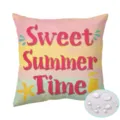Waterproof polyester pillow cover detail, watercolor summer beach cushion case close-up view. - 90g Single-Sided Print / ZB7252026-3
