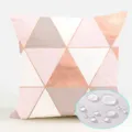 Detail view of Nordic pink geometric waterproof polyester throw pillow cover for home decor. - 90g Single-Sided Print / ZB2026725-3