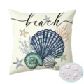 Waterproof polyester cushion cover with ocean seashell and starfish design for sofa decor - 90g Waterproof Polyester 45x45cm Single Sided Print / ZB26725-1