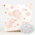 Waterproof polyester pink watercolor dot throw pillow cover, detailed waterproof fabric view. - ZB2026725-6