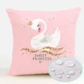 Pink Nordic swan throw pillow cover with waterproof polyester fabric and cute princess design. - ZB2026725-9