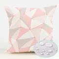 Waterproof pink geometric cushion cover detail, soft polyester fabric texture close up. - ZB2026725-10