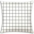 Funda de cojin cuadriculada blanca y negra nordica para decoracion de sofa de sala moderna. - Estilo 8