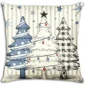 Nordic Christmas throw pillow cover with cute trees and snowflake pattern for holiday home decor. - Single Sided Peach Skin 45x45cm / BZ2026727-2