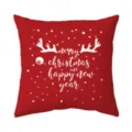 Red Christmas throw pillow cover detail, festive reindeer antlers and snowflakes design. - Style 7