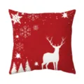 Christmas deer snowflake cushion cover festive red pillowcase for sofa home decor detail view - Style 8