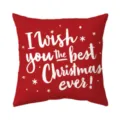 Decorative Christmas red pillow cover with white festive text and snowflakes for holiday sofa. - Style 9