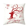 Christmas deer snowflake pillow cover detail shot showing festive red holiday design. - Style 11
