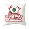 Christmas deer antler throw pillow cover, festive red and white decorative cushion. - Style 14