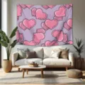 Valentine's day heart tapestry aesthetic purple wall hanging for bedroom home decor - 90x75 (Polyester) / ZG202512023-4