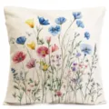 Housse de coussin fleurs sauvages aquarelle, taie d'oreiller décorative florale pour canapé lit. - Housse de Coussin Peau de Pêche / 45x45cm / Style 2