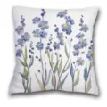 Housse de coussin décorative carrée à motif de fleurs bleues aquarelle variante - Lin Simple Face 35x35cm / QL-BZ4-3