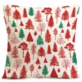 Christmas tree print square cushion cover, festive sofa pillow case for home holiday decor. - Peach Skin Pillow Cover / 45x45cm