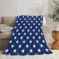 Blue fleece blanket with white stars pattern, cozy home decor and holiday warmth for winter seasons. - 70x100cm Single Print (230g/sqm Flannel) / QLMT-202605026-2