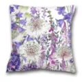 Housse de coussin nordique avec impression aquarelle violette de lavande et fleurs pour la déco. - QL-BZ4-5