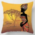 African style throw pillow cover tribal ethnic geometric print square cushion case for home sofa - Single-Sided Linen Cushion Cover / 35*35cm