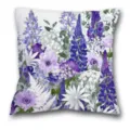 Housse de coussin imprimé floral lavande, style scandinave coussin décoratif pour canapé. - QL-BZ4-7