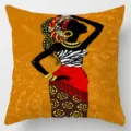 African tribal woman cushion cover ethnic geometric printed pillowcase home decor 45x45 - Single-Sided Linen Cushion Cover / 35*35cm