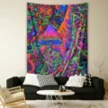 Psychedelic mushroom tapestry starry sky universe wall hanging for bedroom living room dorm decor - 90x75cm Polyester / GT202605020-2