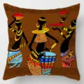 African tribal pillow cover ethnic black women art geometric printed decorative cushion case 45x45 - Single-Sided Linen Cushion Cover / 35*35cm