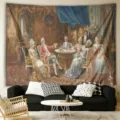 Detailed scene view of the European classical oil painting tapestry for living room wall decor. - Classical Oil Painting Style 3 (ZG202605020-3) / 90x75cm