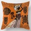 African tribal cushion cover with ethnic geometric print. Stylish decorative pillow case. - Single-Sided Linen Cushion Cover / 35*35cm