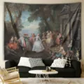 Classical European oil painting style tapestry wall hanging detail for living room decor. - Classical Oil Painting Style 4 (ZG202605020-4) / 90x75cm