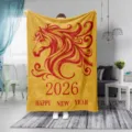 Couverture en flanelle Nouvel An 2026 motif cheval douillette jete de canape bureau lit - ZM20251101-6 / Couverture en flanelle imprimée simple face, 70x100 cm (230 g)