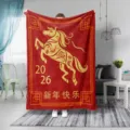 Couverture Flanelle An 2026 Cheval Rouge Nouvel An Chinois Douce Plaid Pour Canapé - ZM20251101-5 / Couverture en flanelle imprimée simple face, 70x100 cm (230 g)