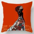 African tribal throw pillow cover ethnic black woman geometric art print decorative pillowcase - Single-Sided Linen Cushion Cover / 35*35cm