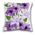 Housse de coussin décorative motif fleurs de lys violet pour canapé et lit de maison - QL-BZ4-14