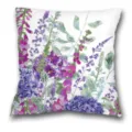 Housse de coussin décorative à fleurs aquarelle violettes pour canapé et salon déco. - QL-BZ4-15
