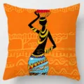 African tribal woman throw pillow cover orange ethnic geometric art cushion cover 45x45 - Single-Sided Linen Cushion Cover / 35*35cm