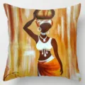 African tribal style throw pillow cover ethnic black woman art print for home decor cushion - Single-Sided Linen Cushion Cover (BZ202606023-23) / 35*35cm