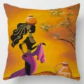African tribal style throw pillow cover ethnic black woman art geometric print cushion cover - Single-Sided Linen Cushion Cover (BZ202606023-26) / 35*35cm