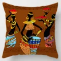 African tribal style throw pillow cover featuring ethnic black women geometric art design home decor - Single-Sided Cushion Cover (BZ202606023-28) / 35*35cm
