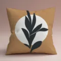 Vue detaillee d'housse decoussin geometrique Morandi feuille style art moderne minimaliste. - Style 8