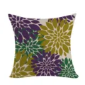 Bohemian floral throw pillow cover, vibrant dahlia print cushion case for sofa home decor. - Double-Sided Pillow Cover (Without Core) / 45x45cm / Purple-Green Dark (No.7)