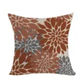 Detailed view of the bohemian style dahlia pattern cushion cover, ideal for sofa decor. - Double-Sided Pillow Cover (Without Core) / 45x45cm / Rust-Gray Tone (No.8)