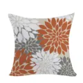 Detailed view of bohemian style dahlia floral pattern throw pillow cover, vibrant and cozy. - Double-Sided Pillow Cover (Without Core) / 45x45cm / Orange-White-Gray (No.9)