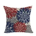 Bohemian Style Dahlia Floral Throw Pillow Cover Decorative Cushion Case for Sofa Bed - Double-Sided Pillow Cover (Without Core) / 45x45cm / Red-Blue-Gray (No.10)