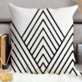 Abstract black and white geometric lines throw pillowcase, soft cushion cover for sofa bed. - Single-Sided Peach Skin Pillowcase; Without Core; 45x45cm / Style 4