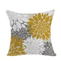 Boho dahlia floral cushion cover decorative square throw pillow for sofa bed home decor 45x45cm - Double-Sided Pillow Cover (Without Core) / 45x45cm / Yellow-White-Gray (No.11)