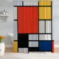 Detalle de cortina de ducha geométrica abstracta moderna, patrón de cuadrícula para el baño. - ZY202307031-9