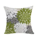 Bohemian dahlia throw pillow cover, green and grey floral decorative cushion for sofa. - Double-Sided Pillow Cover (Without Core) / 45x45cm / Green-White-Gray (No.6)